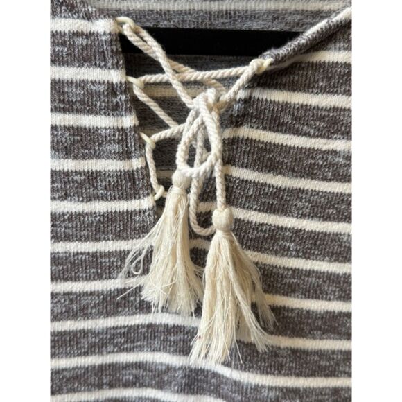 THML Striped Boho Dress XS Geometric Sleeve Detail Lace-Up Tassel Southwestern - Picture 4 of 7